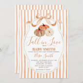 Oranje en witte pompoen Herfst in liefde Baby show Kaart (Voorkant / Achterkant)