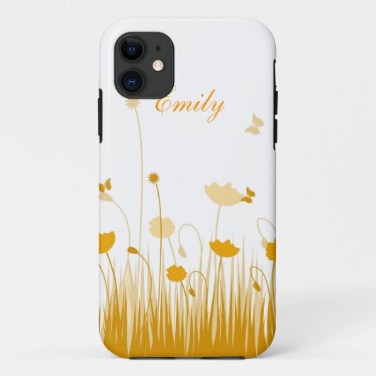 Oranje en Witte Poppies Meadow Naam Case-Mate iPhone Case (Achterkant)