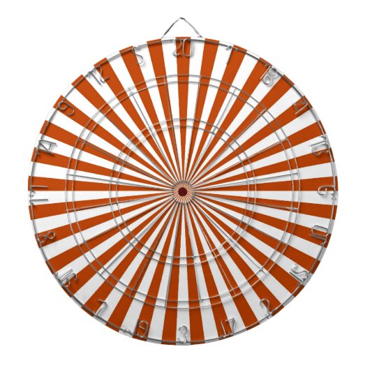 Oranje en witte retro-funky sun strepen dartbord (Voorkant)