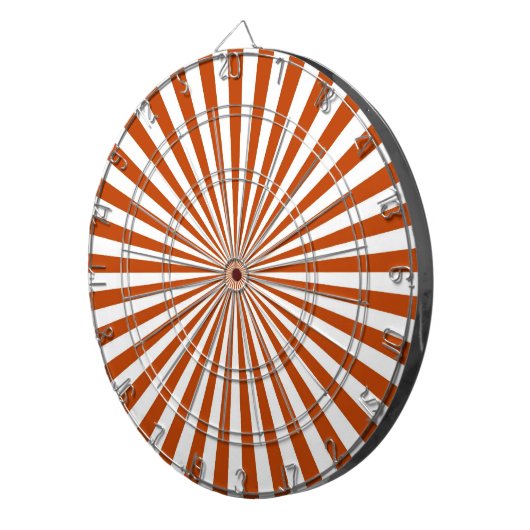 Oranje en witte retro-funky sun strepen dartbord (Voorkant Rechts)
