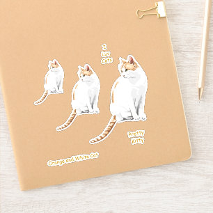Oranje en witte schattige kat Stickers