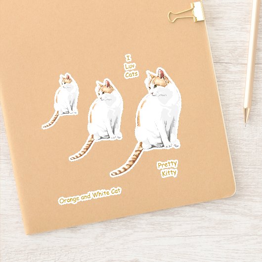 Oranje en witte schattige kat Stickers (Notitieboek)