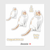 Oranje en witte schattige kat Stickers (Vel)