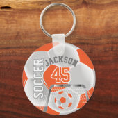Oranje en witte ⚽ sleutelhanger (Voorkant)