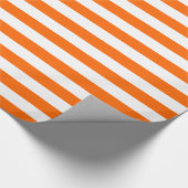 Oranje en witte streep cadeaupapier (Hoek)