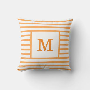 Oranje en witte strepen - Aangepaste monogram kato Kussen
