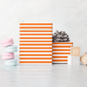 Oranje en witte strepen cadeaupapier
