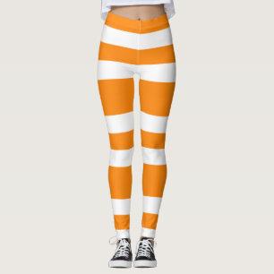 Oranje en witte strepen patroon Halloween Leggings