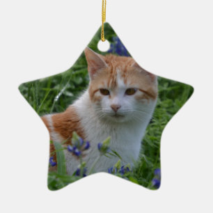 Oranje en witte tablet keramisch ornament