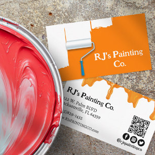 Oranje en Witte Verf Druppels Professionele Schild Visitekaartje
