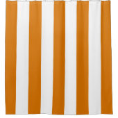 Oranje en witte verticale strepen douchegordijn (Voorkant)