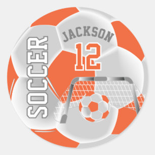 Oranje en Witte Voetbal Ronde Sticker