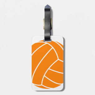 Oranje en witte volleybal bagagelabel