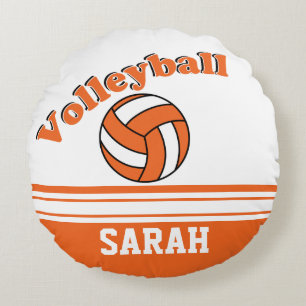 Oranje en witte volleybal Personaliseren Rond Kussen