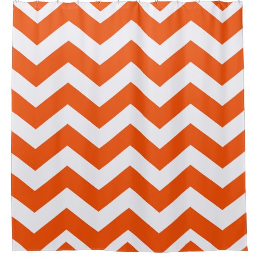 Oranje en witte zigags douchegordijn (Voorkant)