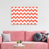 Oranje en witte zigzag canvas afdruk (Insitu (Woonkamer))