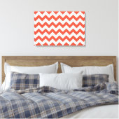 Oranje en witte zigzag canvas afdruk (Insitu (Slaapkamer))