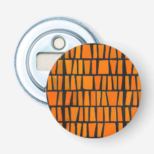 Oranje en zwart-afrikaans stammenpatroon button flesopener