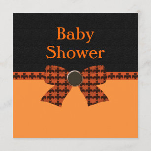 Oranje en zwart Baby shower Kaart