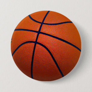 Oranje en Zwart Basketbal Ronde Button 7,6 Cm