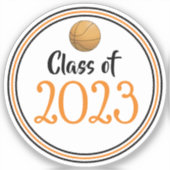 Oranje en zwart Basketball-Afstuderen Jaar Sticker (Voorkant)
