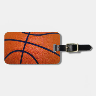 Oranje en zwart Basketball Bagagelabel