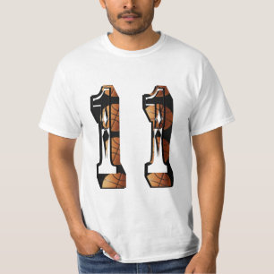 Oranje en zwart Basketball nummer 11, T-shirt