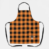 Oranje en zwart buffel speldenmonogram Schort (Voorkant)