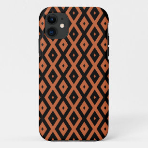 Oranje en zwart diamantpatroon iPhone 11 hoesje