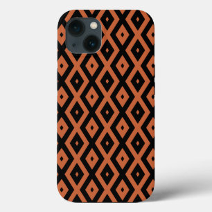 Oranje en zwart diamantpatroon Hoesje-Mate iPhone iPhone 13 Hoesje