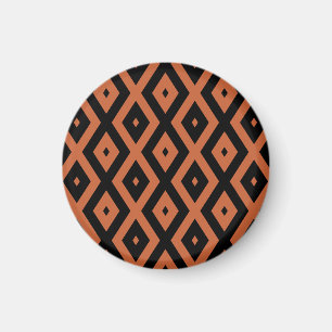 Oranje en zwart diamantpatroon magneet