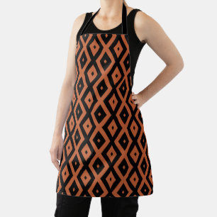 Oranje en zwart diamantpatroon schort