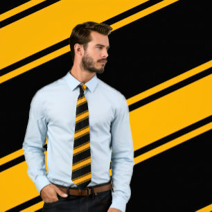 Oranje en zwart dik en dun diagonaal strepen Strop Stropdas