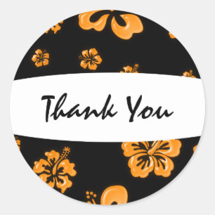 Oranje en zwart Elegant Hibiscus Floral Sticker