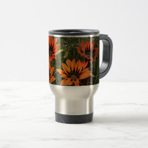Oranje en zwart Gazanias Travel Mug Reisbeker