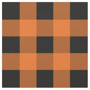 Oranje en zwart Gingham Pattern Fabric Stof