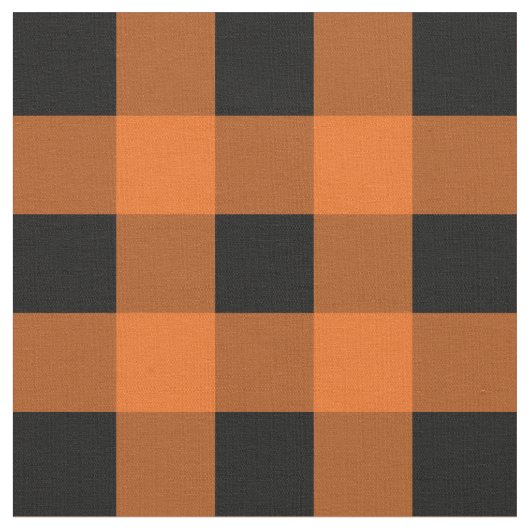 Oranje en zwart Gingham Pattern Fabric Stof (Close Up)