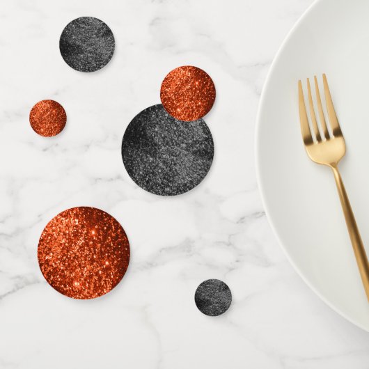 Oranje en zwart glitter confetti (Groep)