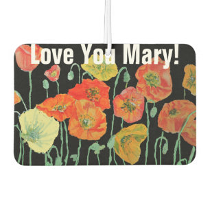 Oranje en Zwart Poppies Naam Auto Luchtverfrisser