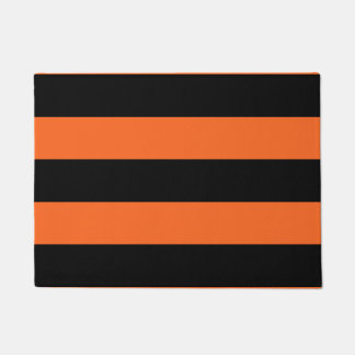 Oranje en zwart Stripe Halloween Patroon Deurmat