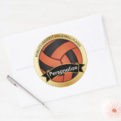 Oranje en zwart volleybal | DIY-naam Ronde Sticker (Envelop)