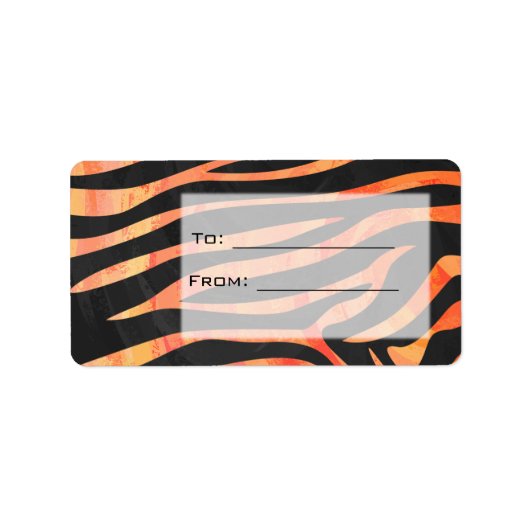 Oranje en zwart Zebra monogram Etiket (Voorkant)