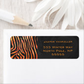 Oranje en zwart Zebra monogram Etiket (Insitu)