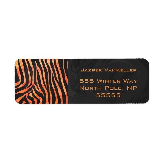 Oranje en zwart Zebra monogram Etiket (Voorkant)