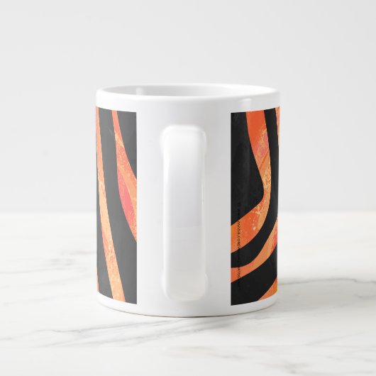 Oranje en zwart Zebra monogram Jumbo Beker (Achterkant)