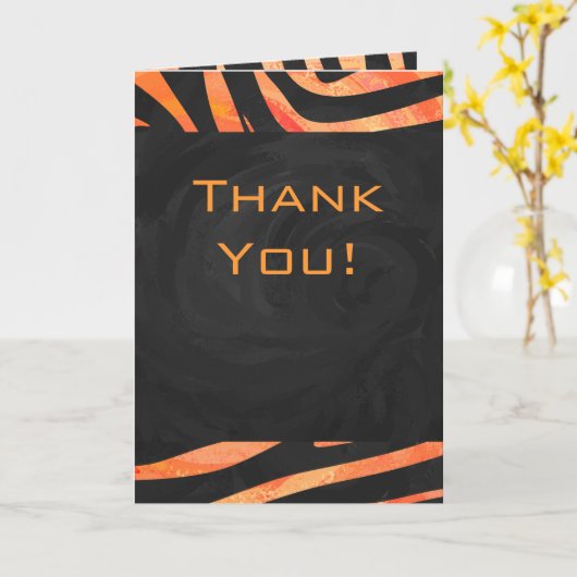 Oranje en zwart Zebra monogram Kaart (Gele Bloem)