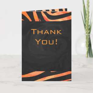 Oranje en zwart Zebra monogram Kaart