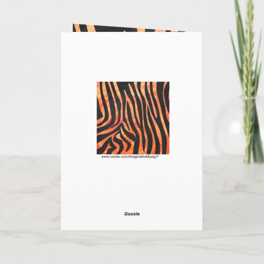 Oranje en zwart Zebra monogram Kaart (Achterkant)
