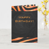 Oranje en zwart Zebra monogram Kaart (Gele Bloem)