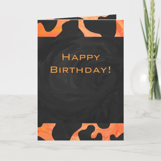 Oranje en zwart Zebra monogram Kaart (Voorkant)